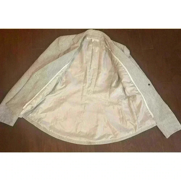 Veronica Beard Dickey Blazer Size 4 Jacket White Navy Stripe Single One-Button - Picture 4 of 6